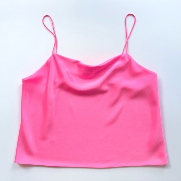 Alice + Olivia Harmon Slip Tank Camisole in French Rose Pink Satin XL $195 MSRP - Picture 1 of 13